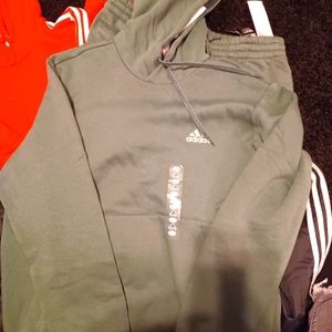 NWT men's Adidas track suit size large (grayish green)